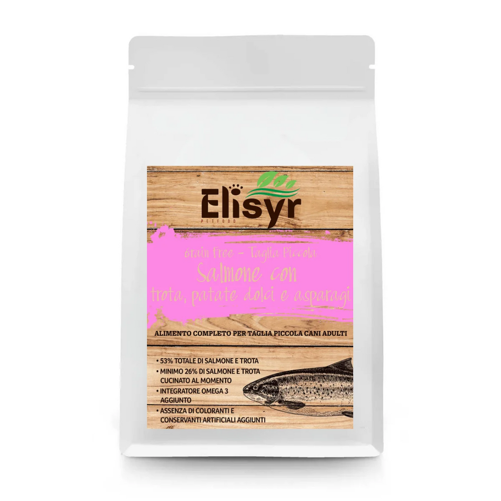 Salmone con trota, patate dolci e asparagi - Taglia Piccola - Elisyr Grain Free