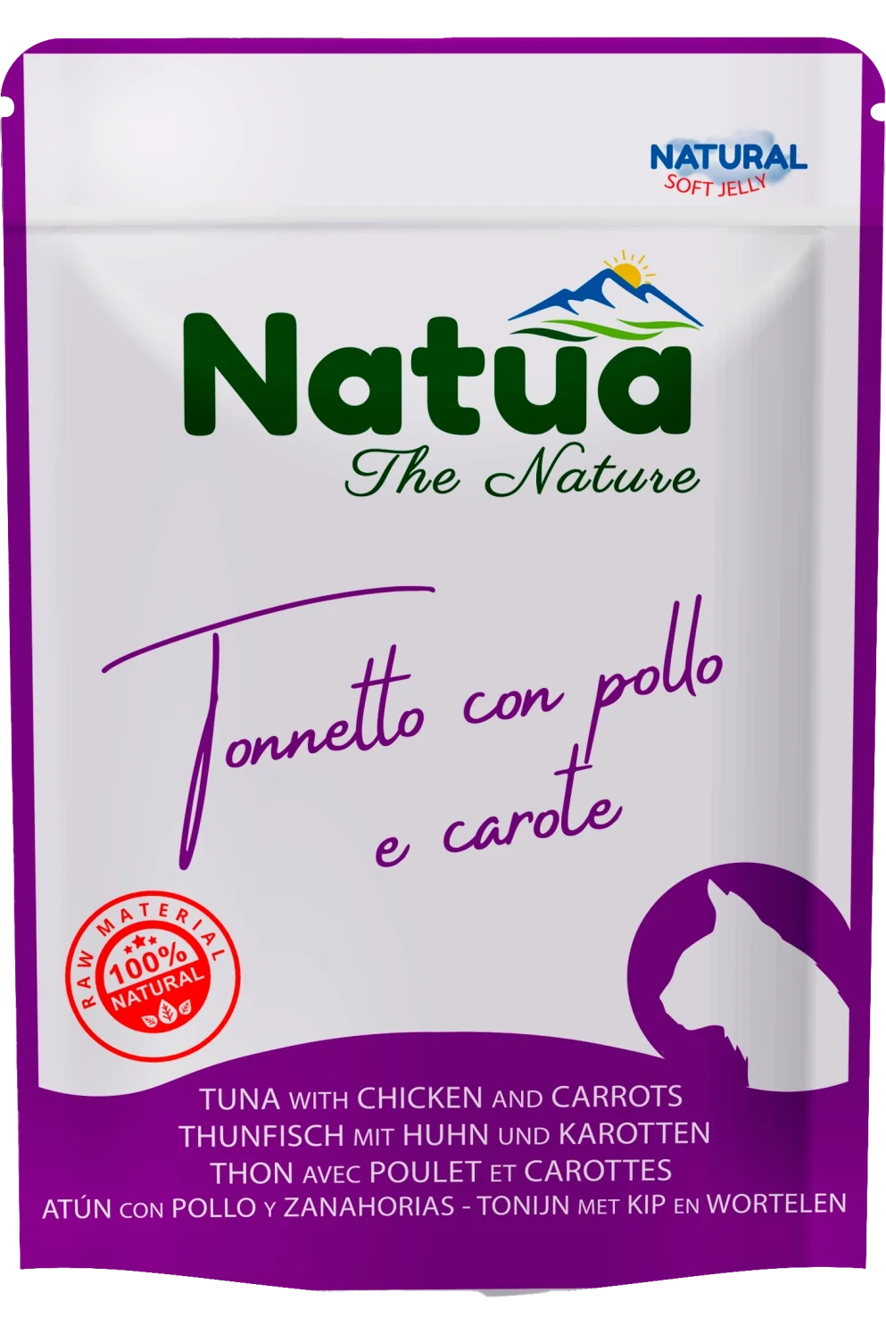 Natua Soft Jelly - Tonnetto con Pollo e Carote - Cibo umido per gatto adulto - 70 gr