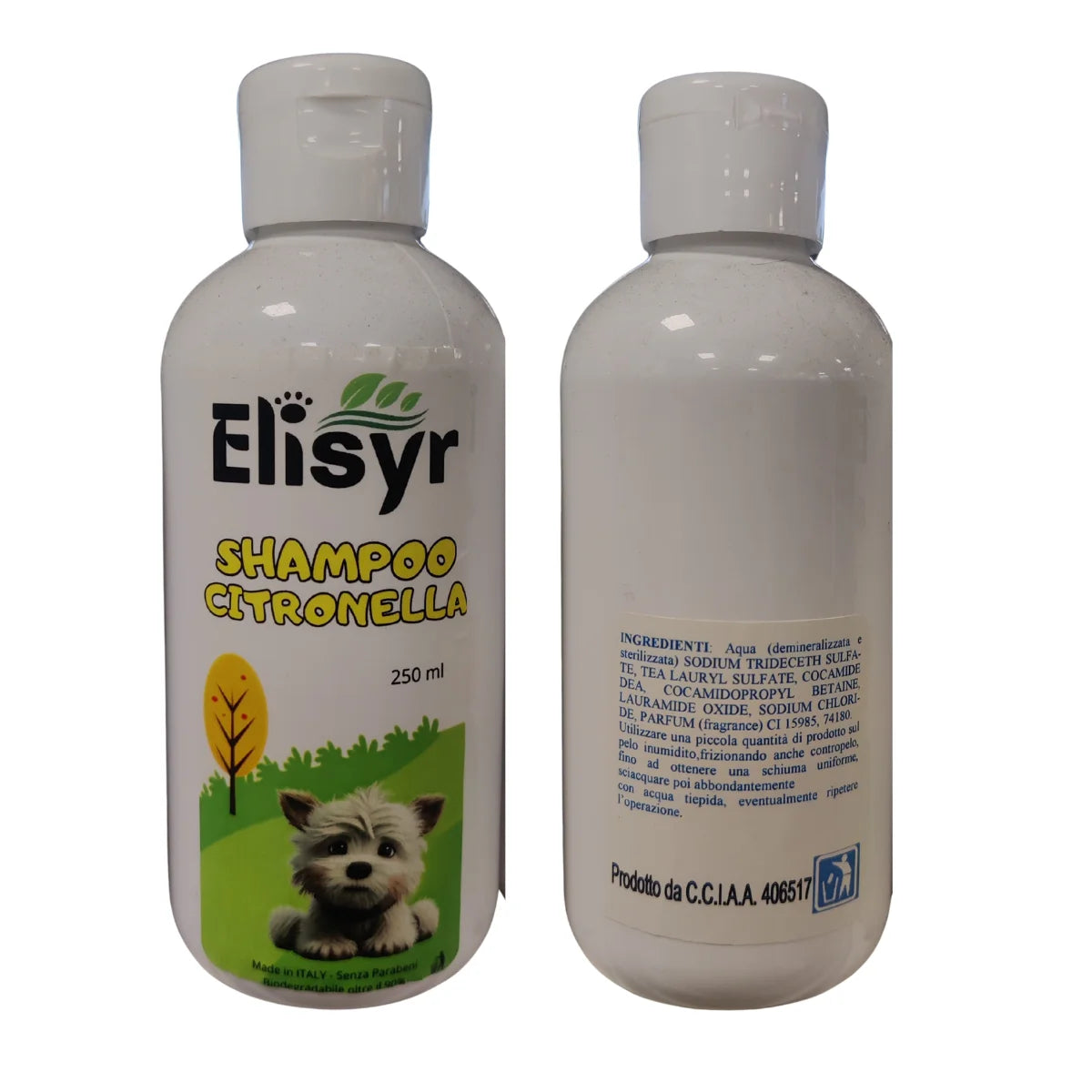 Shampoo per cani alla Citronella - Made in Italy - 250 ml - Elisyr