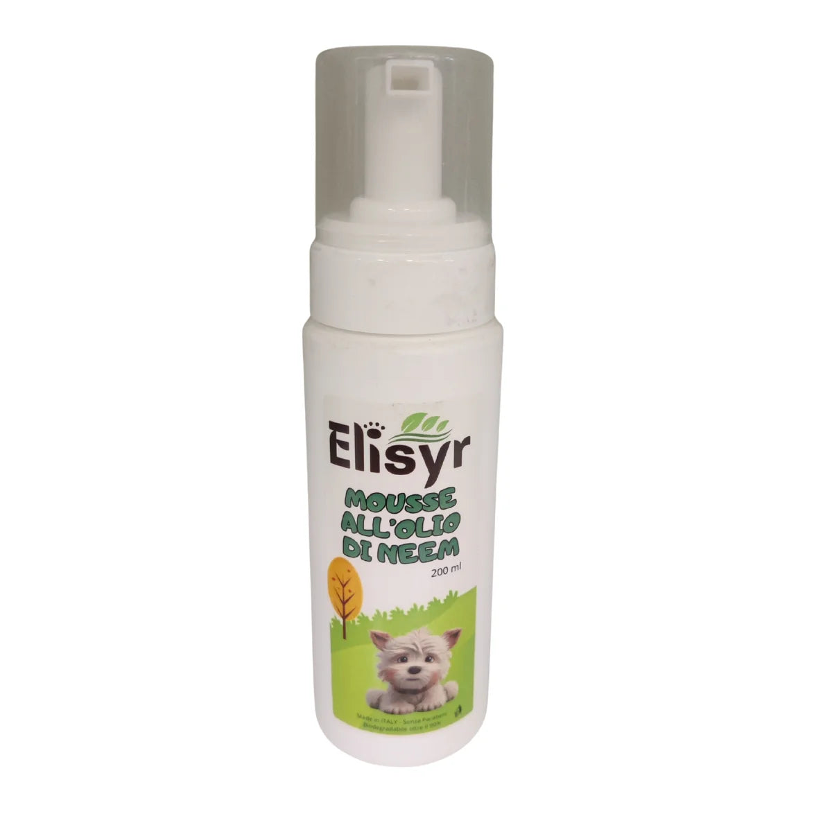Mousse Detergente per cani all'Olio di Neem - Made in Italy - 200 ml - Elisyr