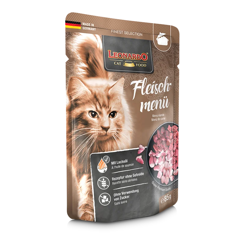 LEONARDO Menù di carne Ricco di pollo, manzo e agnello Gusto di carne facilmente digeribile - 85 gr