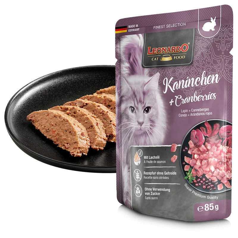 LEONARDO Coniglio + cranberries Ricco di coniglio pregiato Con il superfood mirtillo rosso - 85 gr