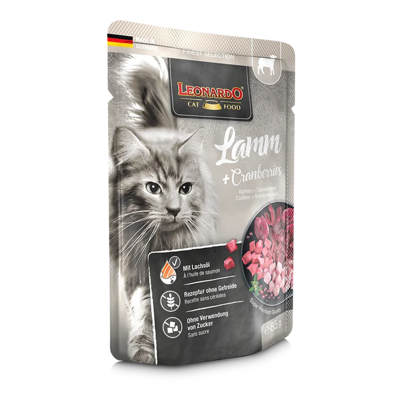 LEONARDO Agnello + cranberries Ricco di agnello genuino Con il superfood mirtillo rosso - 85 gr