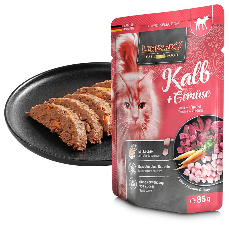 LEONARDO Vitello + verdure Ricco di carne magra di vitello Con carote croccanti - 85 gr