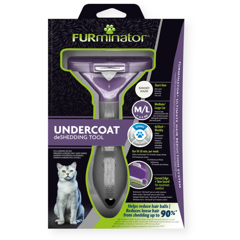 FURminator Spazzola Gatto taglia Media e Grande Pelo Corto - Undercoat Deshedding Tool