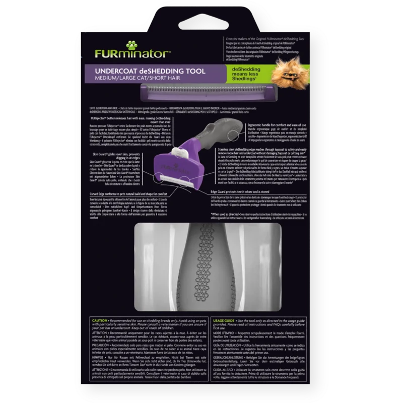 FURminator Spazzola Gatto taglia Media e Grande Pelo Corto - Undercoat Deshedding Tool