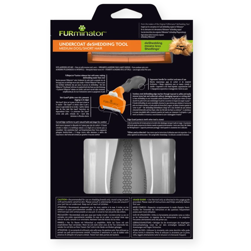 FURminator Spazzola Cane taglia Media Pelo Corto - Undercoat Deshedding Tool