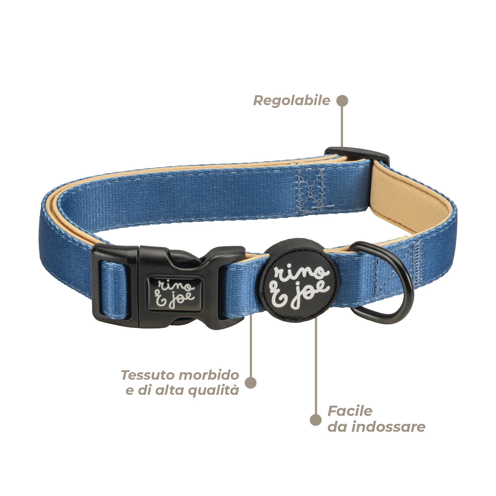 Collare Regolabile per Cani | Chiusura Rapida a Clip | Blu - Rino & Joe