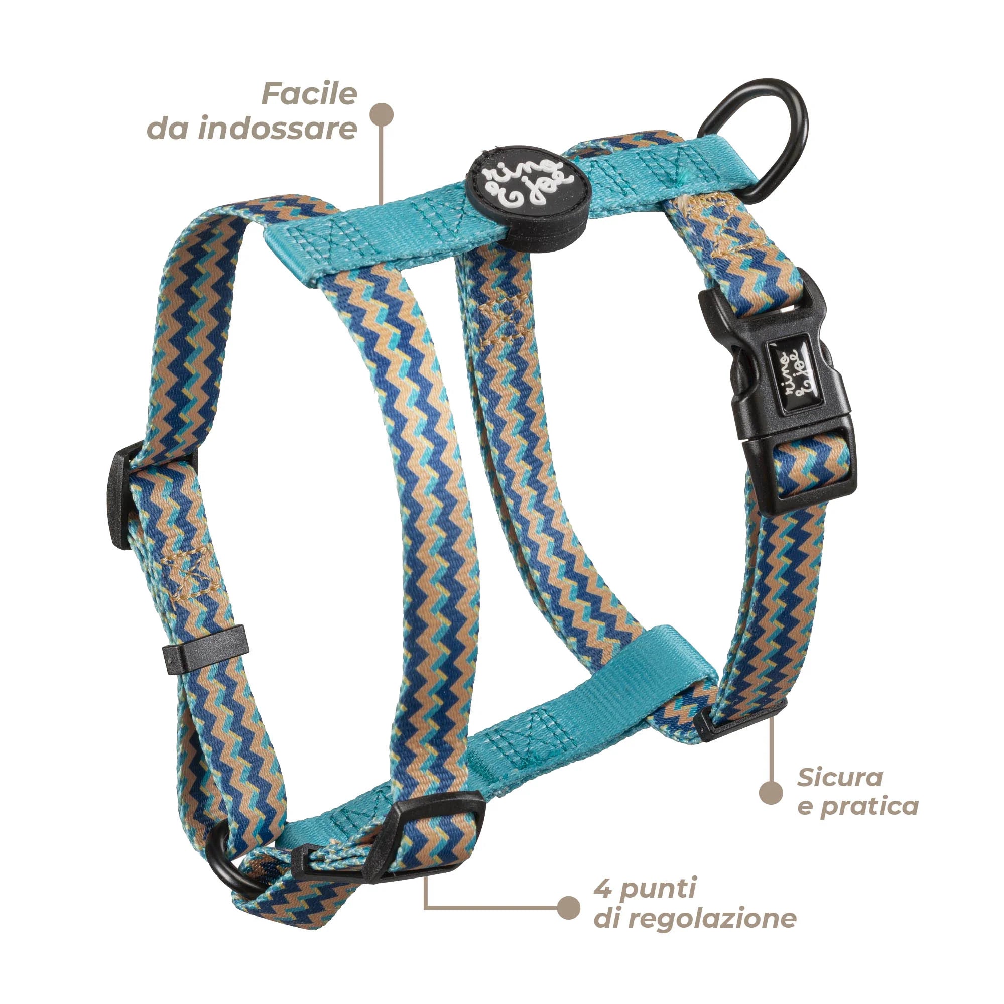 Pettorina ad H Regolabile per Cani | Comoda, Leggera, Sicura e Resistente | Zig Zag - Rino & Joe