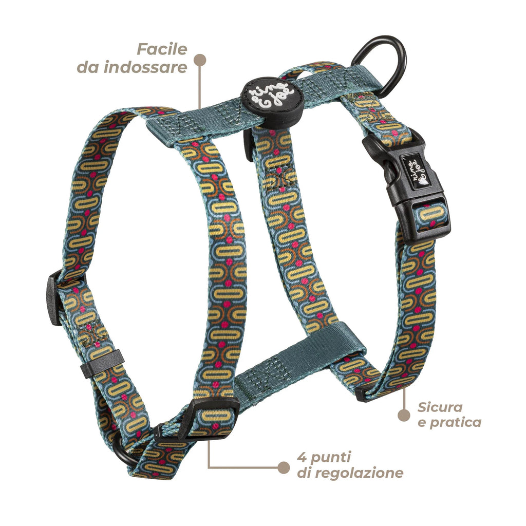 Pettorina ad H Regolabile per Cani | Comoda, Leggera, Sicura e Resistente | Disco - Rino & Joe