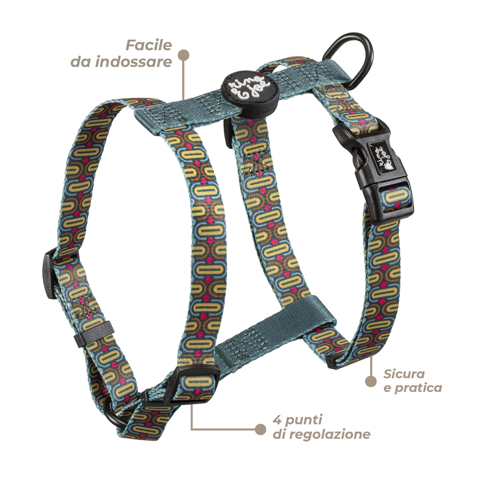 Pettorina ad H Regolabile per Cani | Comoda, Leggera, Sicura e Resistente | Disco - Rino & Joe