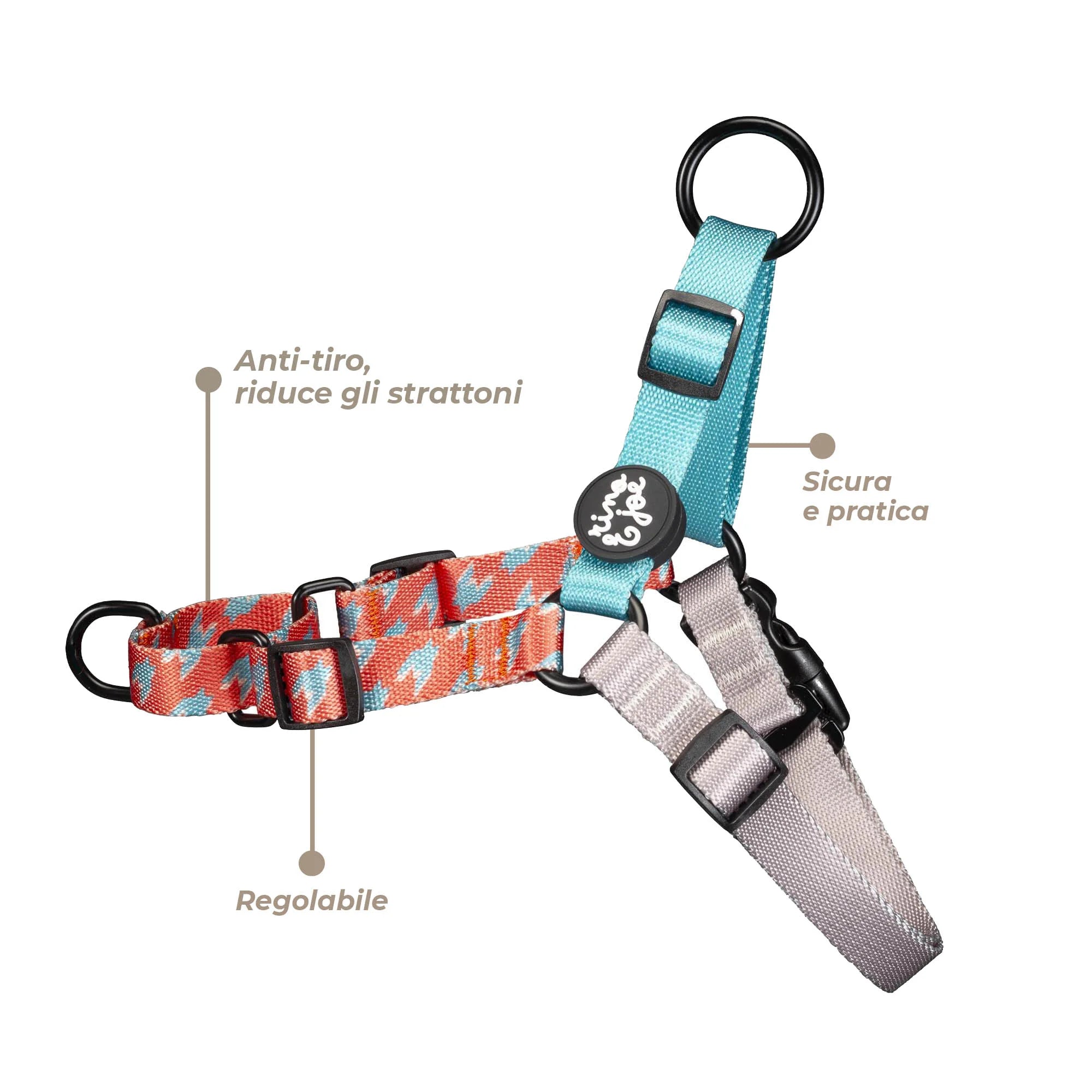 Pettorina Anti-Tiro Regolabile per Cani | Sicura e Resistente | Pied Poule  - Rino & Joe