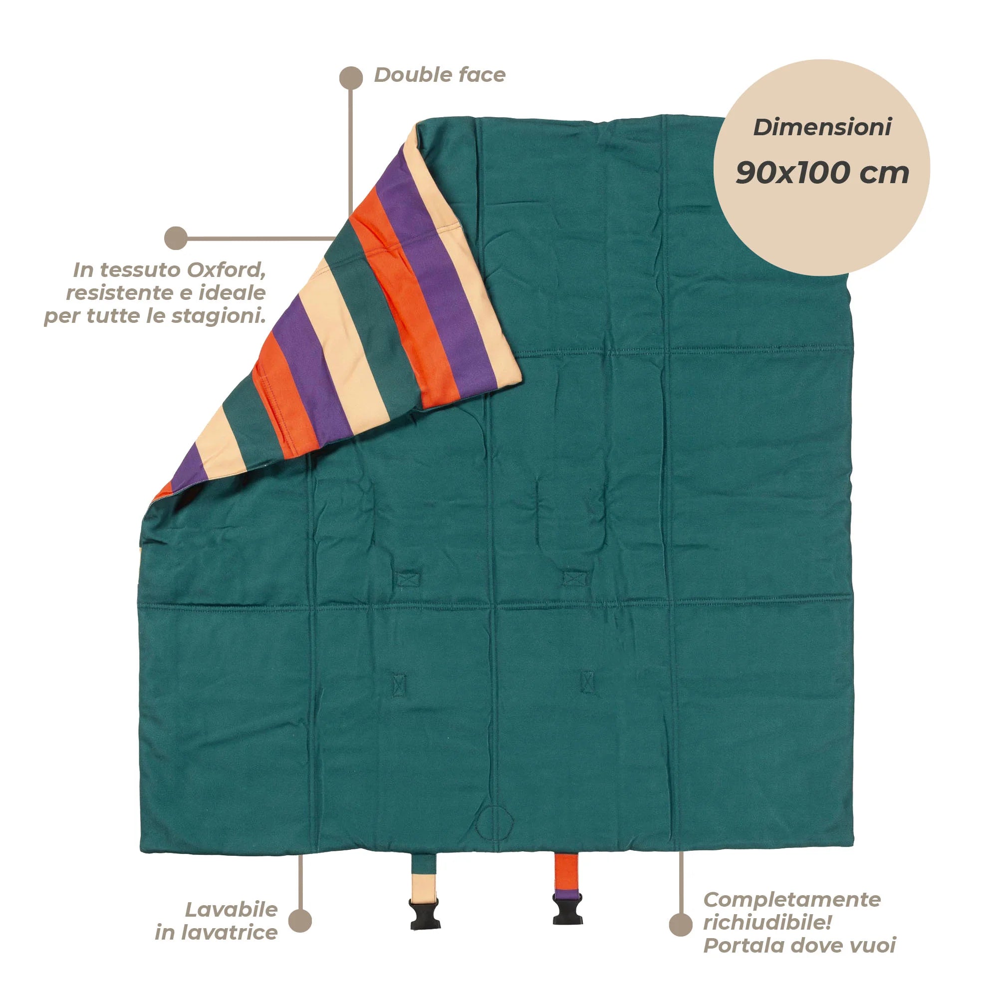 Cuccia Portatile Pieghevole in Tessuto Oxford 90x100cm | Righe - Rino & Joe