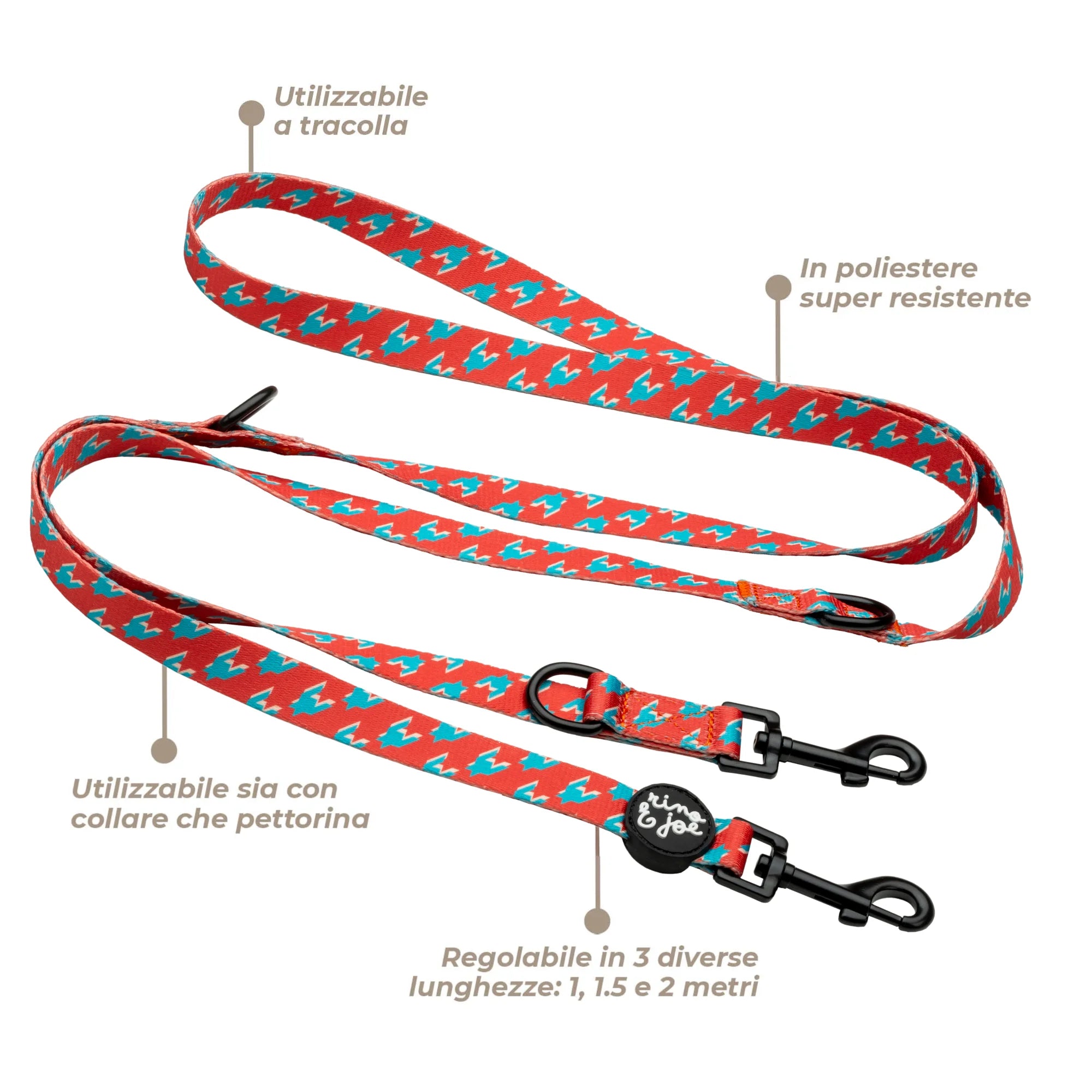 Guinzaglio 2 Metri Multiposizione da Addestramento | Pied Poule - Rino & Joe