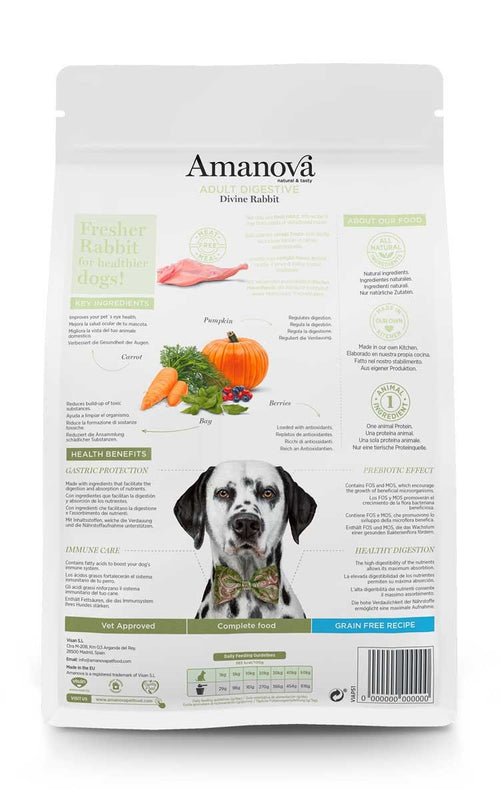 Crocchette per cani adulti - Amanova - Grain Free - Coniglio Fresco - 2kg