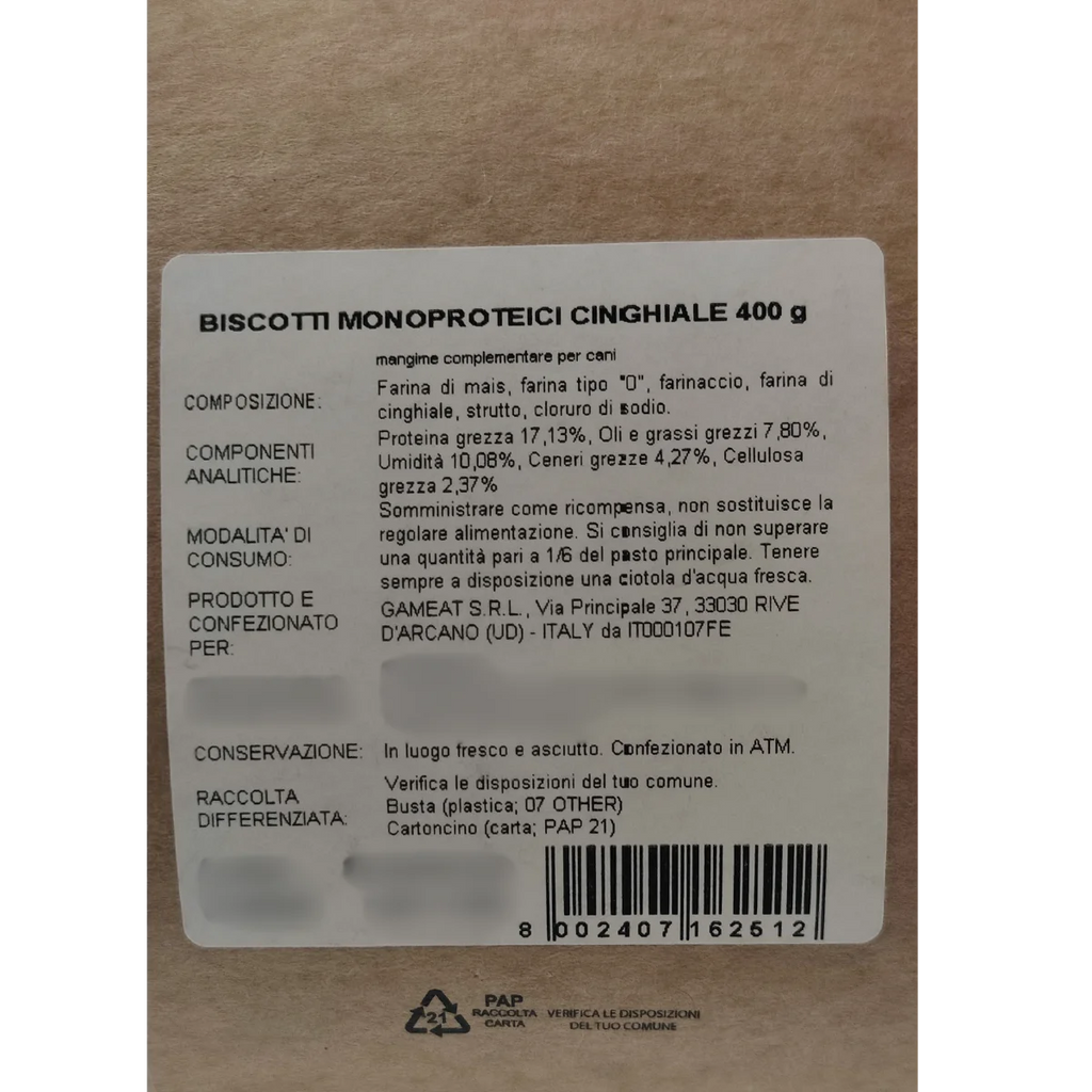 Biscotti Monoproteici Cinghiale - 400g - Elisyr