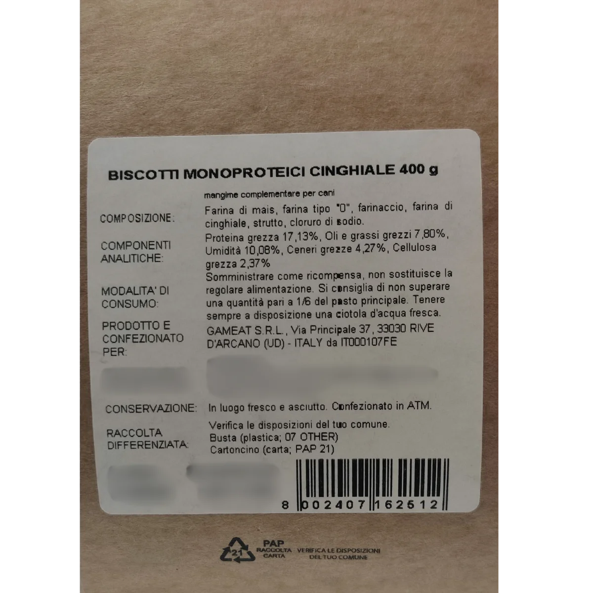 Biscotti Monoproteici Cinghiale - 400g - Elisyr