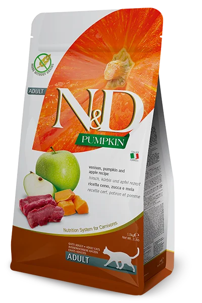 Farmina N&D Pumpkin feline - cervo, zucca e mela - Crocchette per gatti adulti