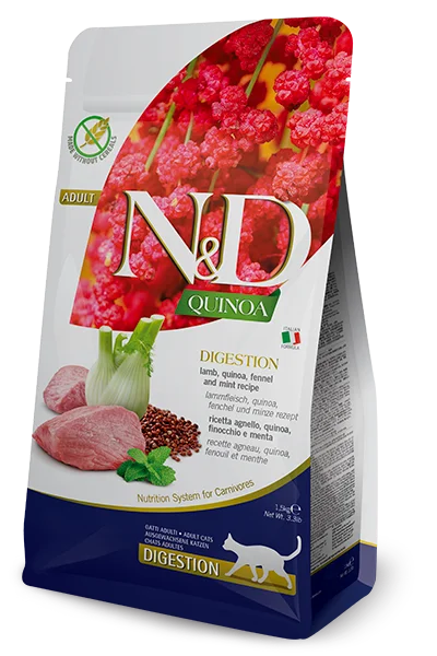 Farmina N&D - Digestion - Agnello, quinoa, finocchio e menta - Crocchette per gatti adulti