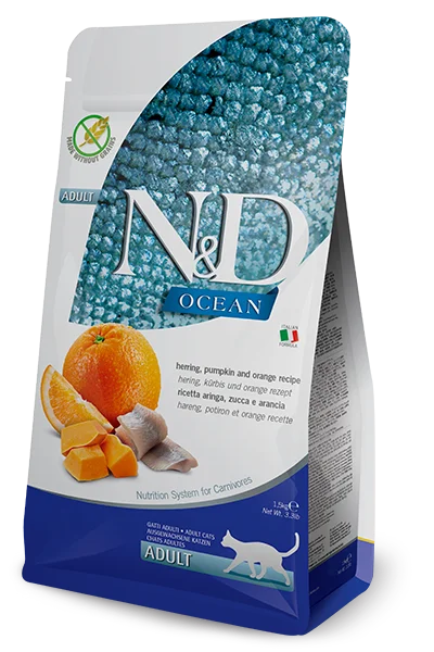 Farmina N&D Ocean feline - aringa, zucca e arancia - Crocchette per gatti adulti
