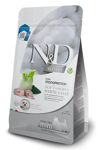 Farmina N&D White - Spigola, spirulina, finocchio - Crocchette Cane Adulto - Taglia Piccola