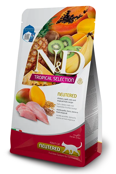 Farmina N&D Tropical Selection feline - pollo, farro, avena e frutti tropicali - Crocchette per gatti adulti sterilizzati