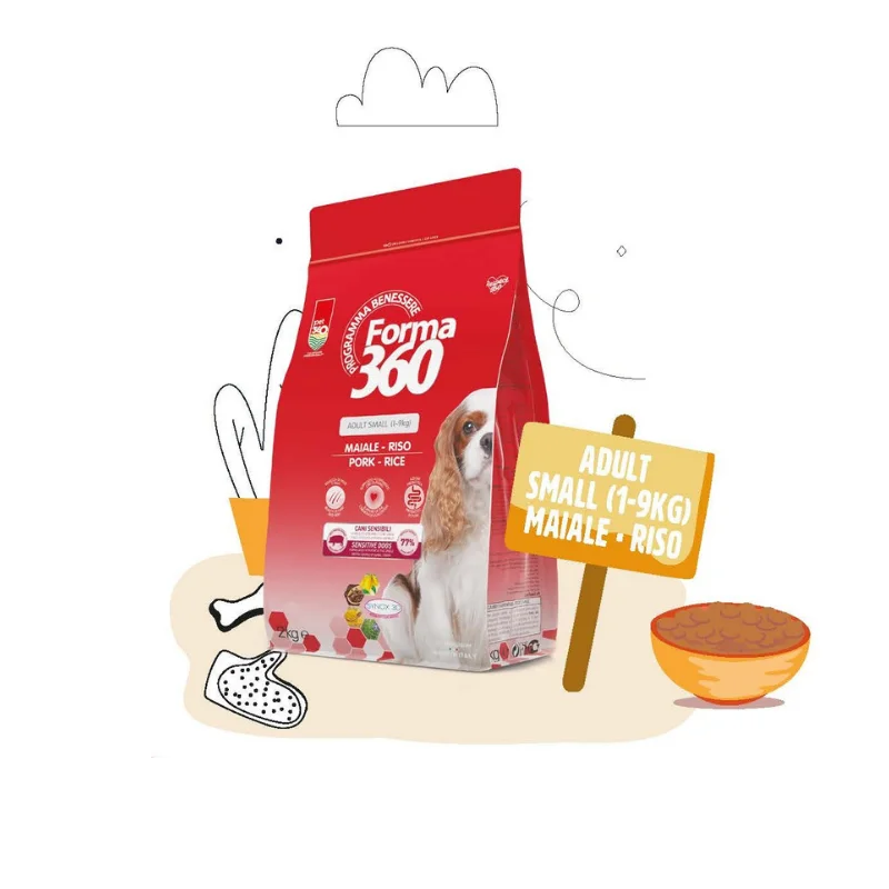 SMALL 1-9 kg età adulta - MAIALE e RISO - 2 Kg
