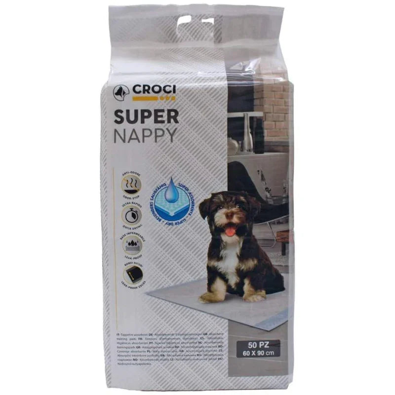 Croci Super Nappy: traversine igieniche e assorbenti per cani - 60x90 cm 50pz