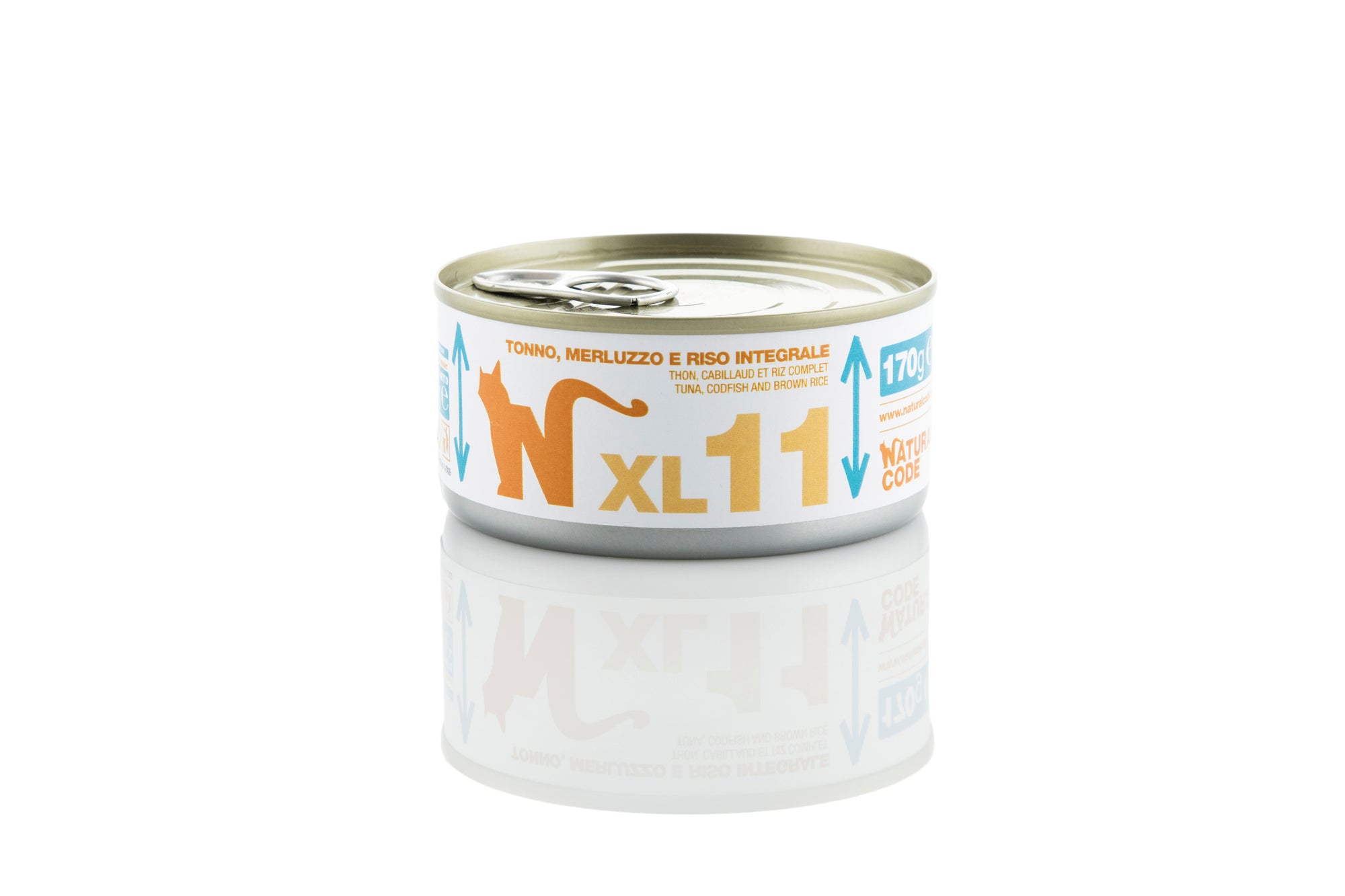 Natural Code - Umido Gatto - Tonno, Merluzzo e Riso Integrale XL11 - Lattina 170g