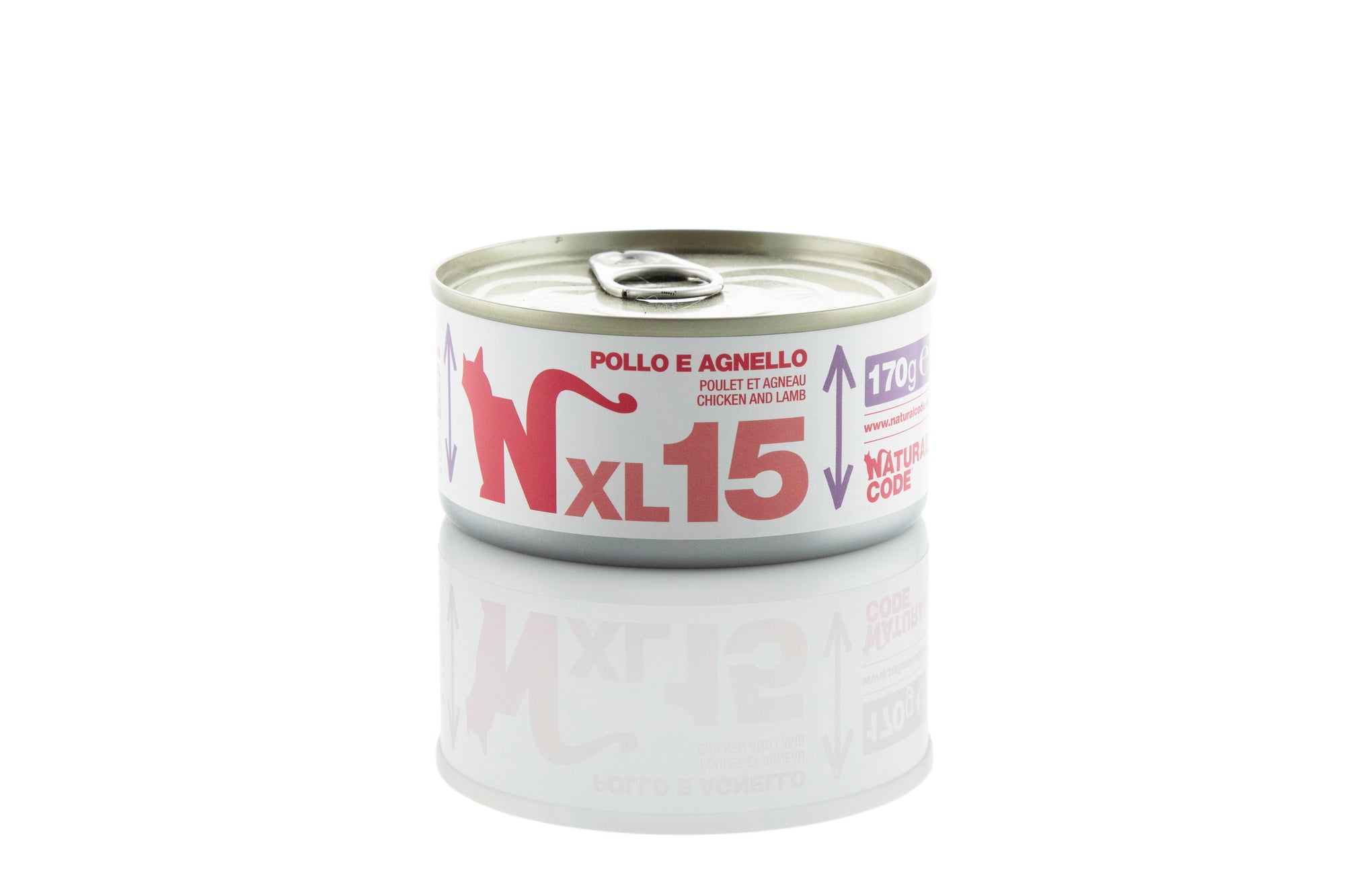 Natural Code - Umido Gatto - Pollo e Agnello XL15 - Acqua di Cottura - Lattina 170g