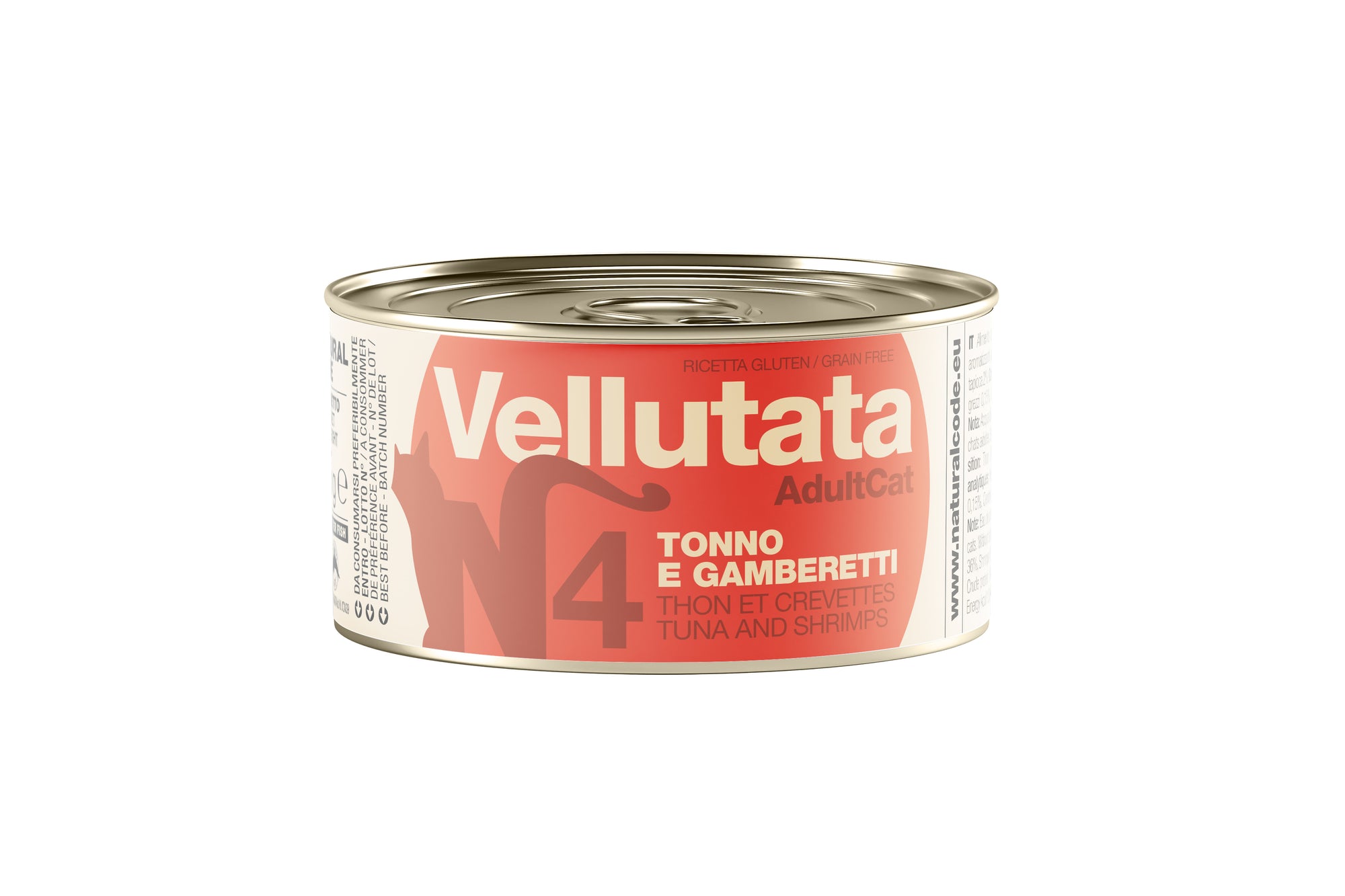 Natural Code - Umido Gatto - Tonno e Gamberetti V4 - Vellutata - Lattina 85g