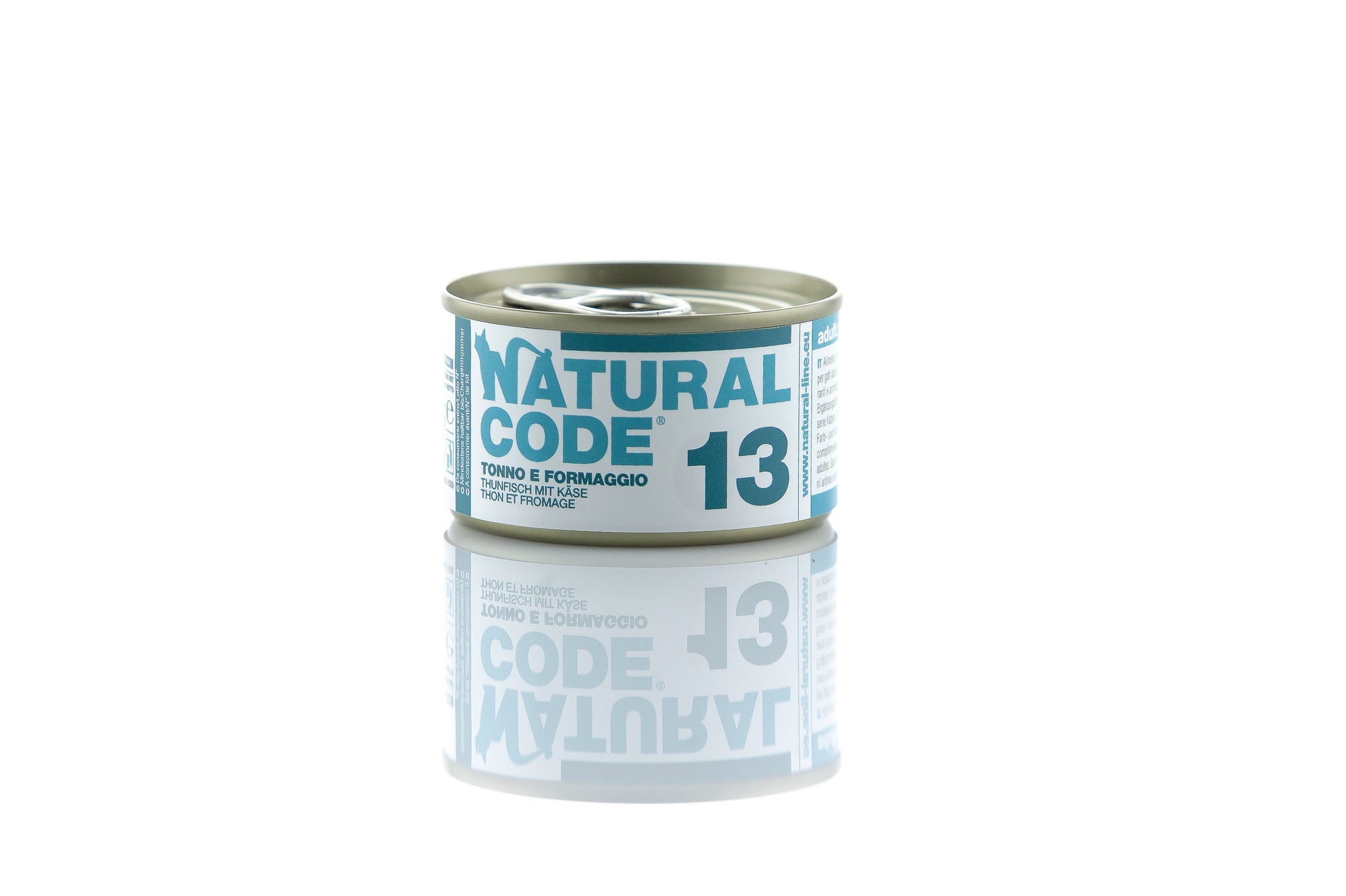Natural Code - Umido Gatto - Tonno e Formaggio 13 - Acqua di Cottura - Lattina 85g