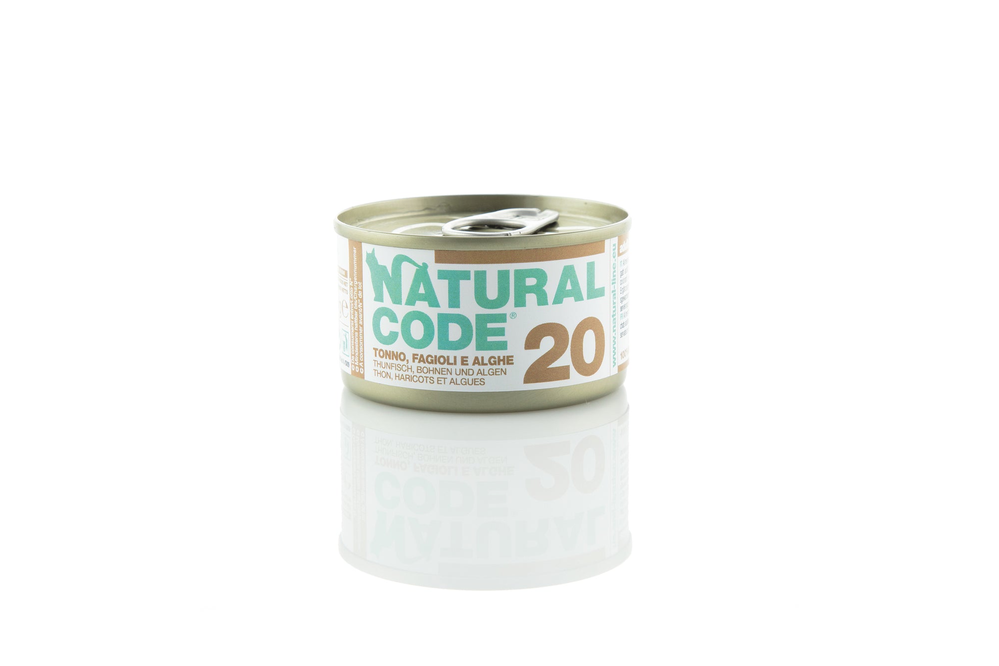 Natural Code - Umido Gatto - Tonno, Fagioli e Alghe 20 - Acqua di Cottura - Lattina 85g
