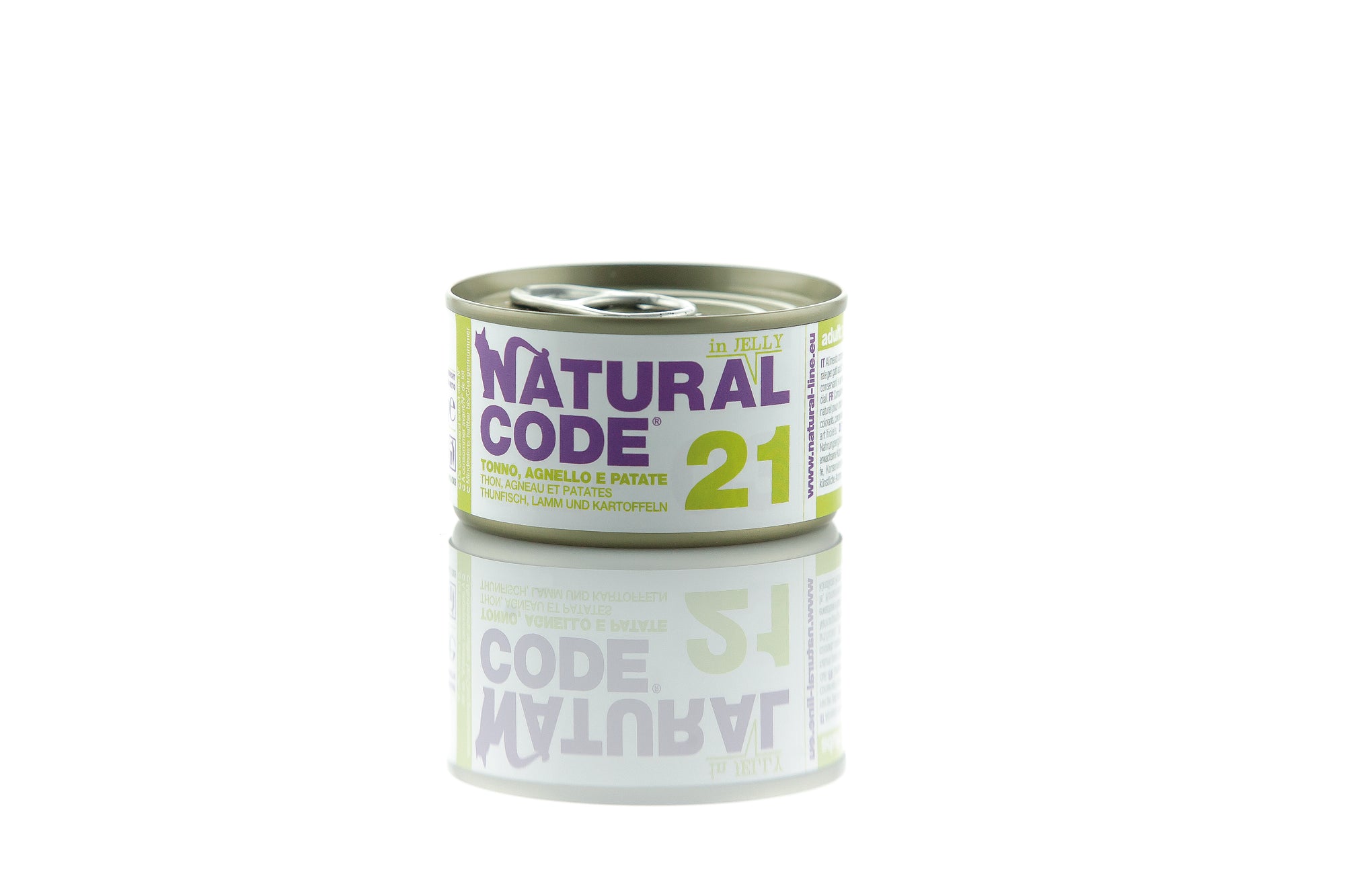 Natural Code - Umido Gatto - Tonno, Agnello e Patate 21 - Soft Jelly - Lattina 85g
