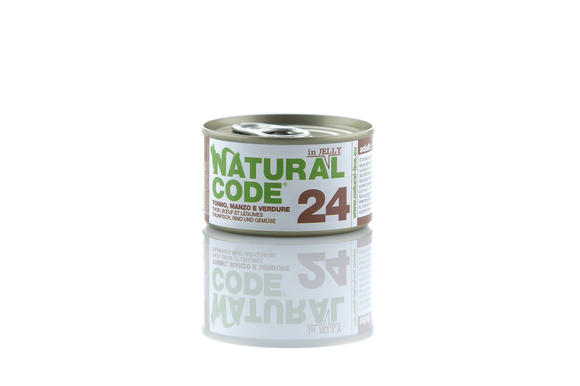 Natural Code - Umido Gatto - Tonno, Manzo e Verdure 24 - Soft Jelly - Lattina 85g