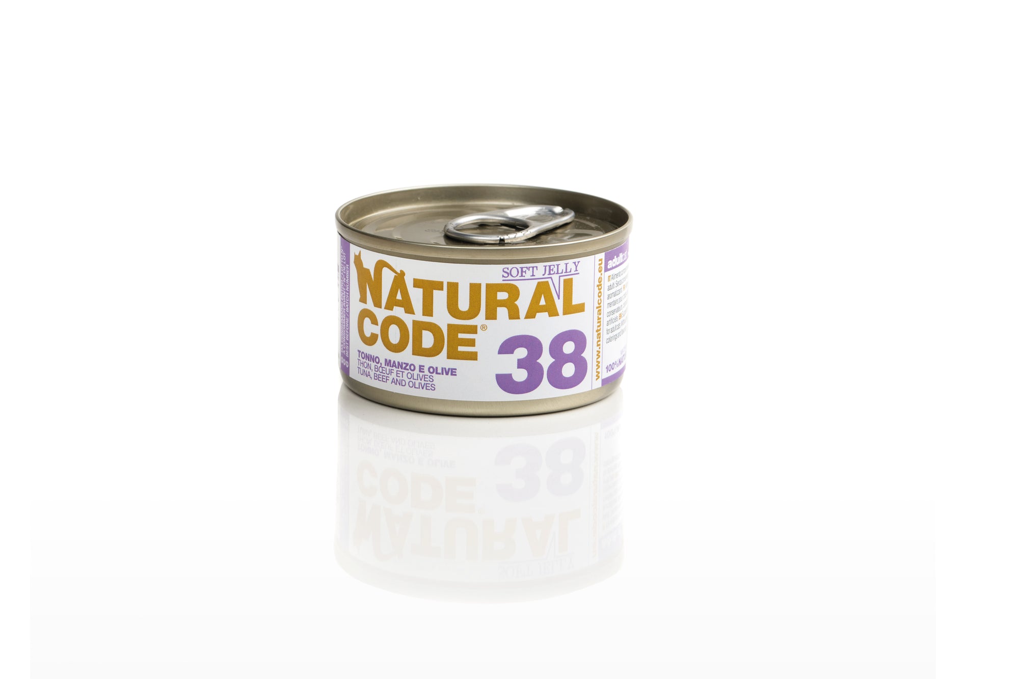 Natural Code - Umido Gatto - Tonno, Manzo e Olive 38 - Soft Jelly - Lattina 85g