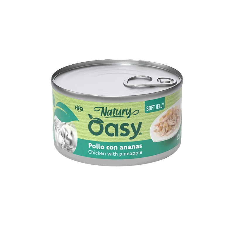 Oasy Natury Soft Jelly - Pollo con Ananas - Alimento complementare in gelatina per gatti adulti