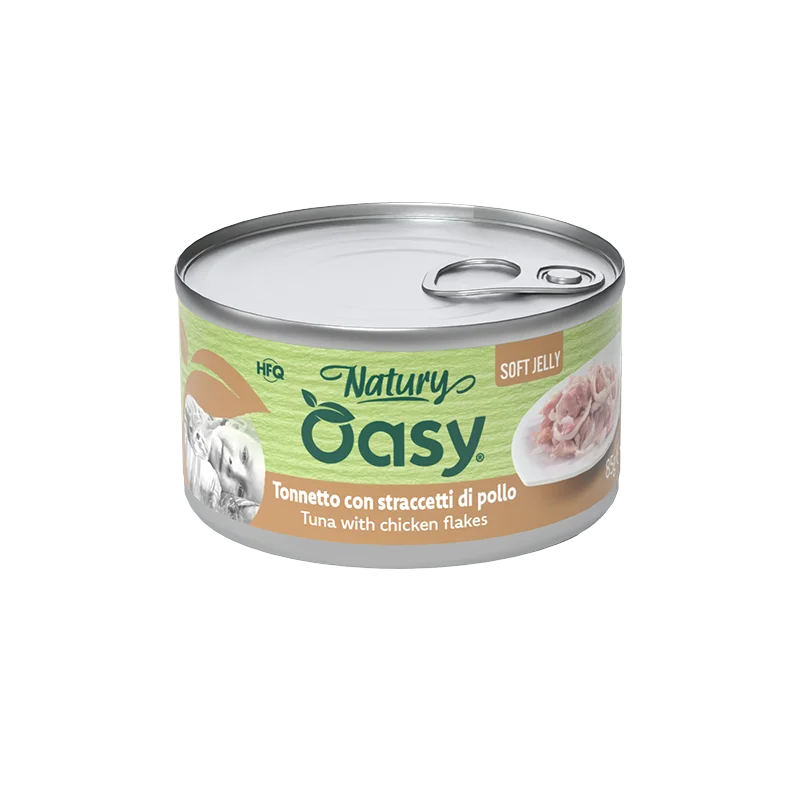 Oasy Natury Soft Jelly - Tonnetto con straccetti di pollo - Alimento complementare in gelatina per gatti adulti
