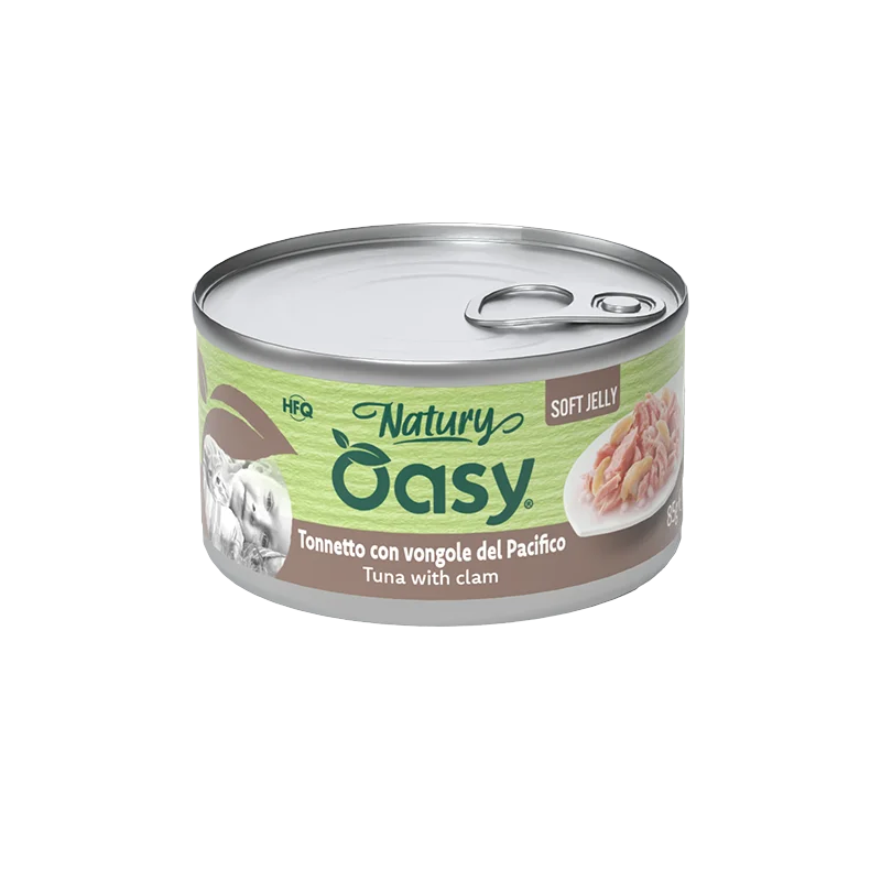 Oasy Natury Soft Jelly - Tonnetto con vongole del Pacifico - Alimento complementare in gelatina per gatti adulti