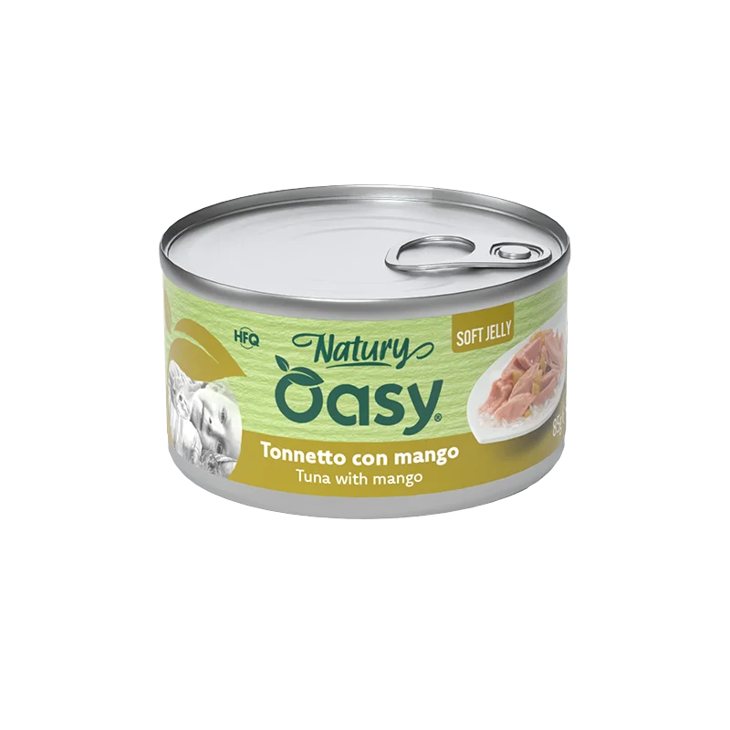 Oasy Natury Soft Jelly - Tonnetto con mango - Alimento complementare in gelatina per gatti adulti