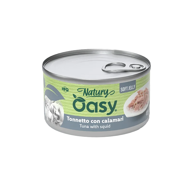 Oasy Natury Soft Jelly - Tonnetto con calamari - Alimento complementare in gelatina per gatti adulti