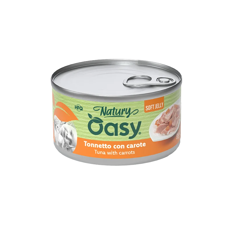 Oasy Natury Soft Jelly - Tonnetto con carote - Alimento complementare in gelatina per gatti adulti