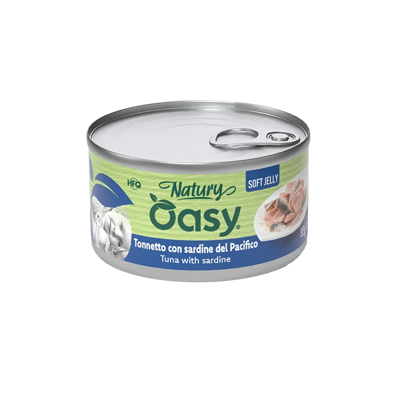 Oasy Natury Soft Jelly - Tonnetto con sardine del Pacifico - Alimento complementare in gelatina per gatti adulti