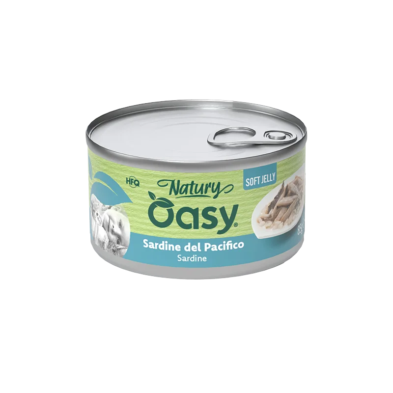 Oasy Natury Soft Jelly - Sardine del Pacifico - Alimento complementare in gelatina per gatti adulti