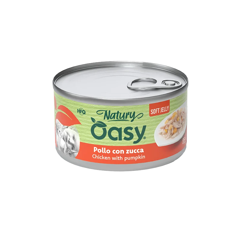 Oasy Natury Soft Jelly - Pollo con zucca - Alimento complementare in gelatina per gatti adulti