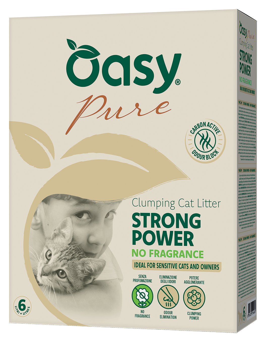 Oasy Pure No Fragrance - Lettiera agglomerante per gatti, senza profumazione
