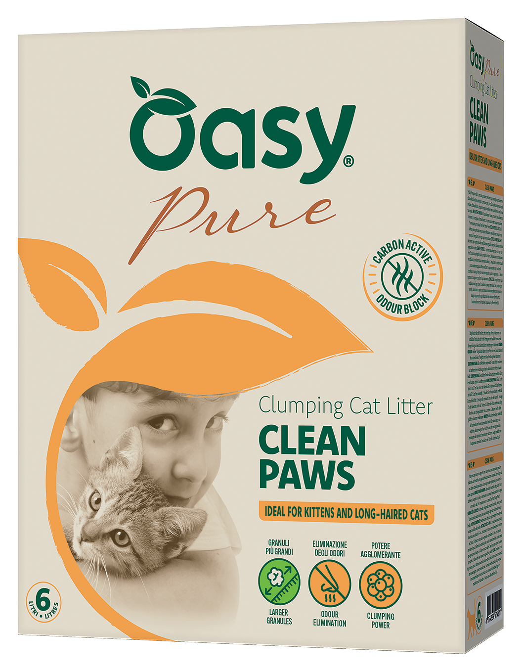 Oasy Pure Clean Paws - Lettiera agglomerante per gattini e gatti a pelo lungo