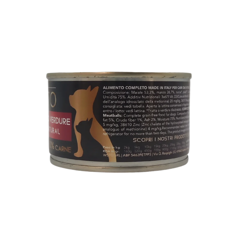 WSTO - Maiale Manzo Verdure - Polpette Natural - Cotte al vapore - 80% Carne