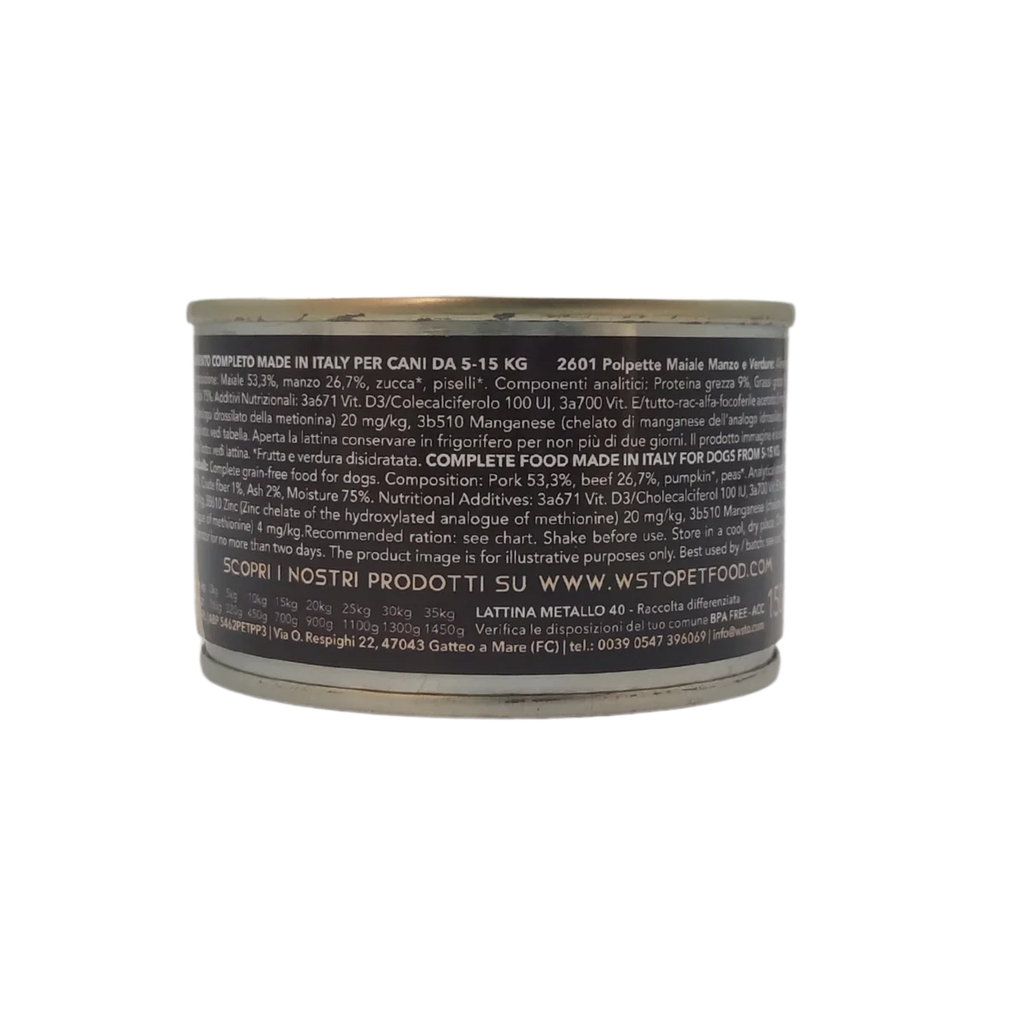 WSTO - Maiale Manzo Verdure - Polpette Natural - Cotte al vapore - 80% Carne