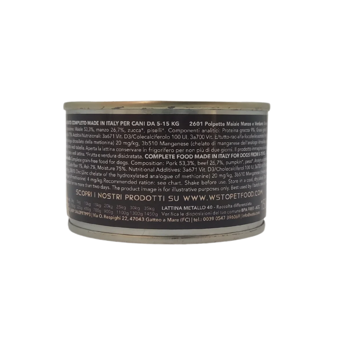 WSTO - Maiale Manzo Verdure - Polpette Natural - Cotte al vapore - 80% Carne